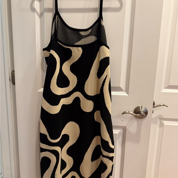 LAST CHANCE Cider Black and Cream Slip Midi Dress for Cocktail - Picture 3 of 5